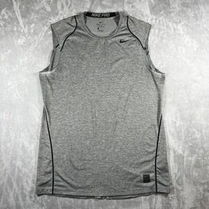Nike Pro Dri-FIT Mens Sleeveless Training Shirt Grey Large Fitted Tank Top